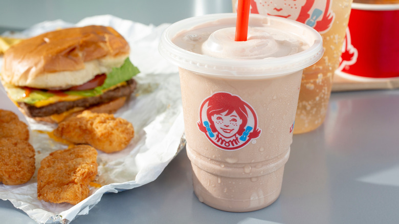 Wendy's combo meal with cheeseburger, nuggets, and Frosty
