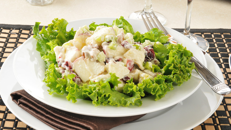Waldorf salad on plate