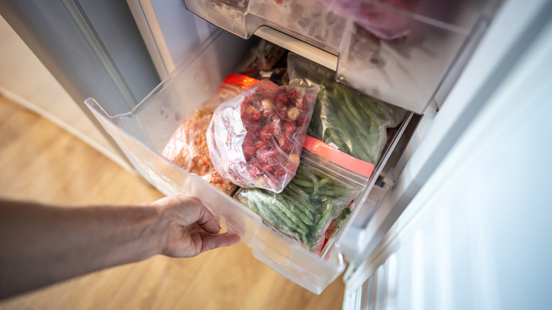 pulling veggies out of freezer