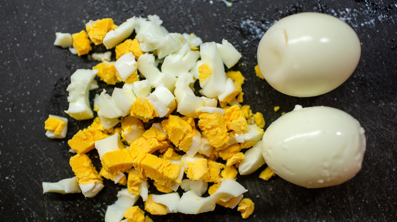 hard boiled eggs diced