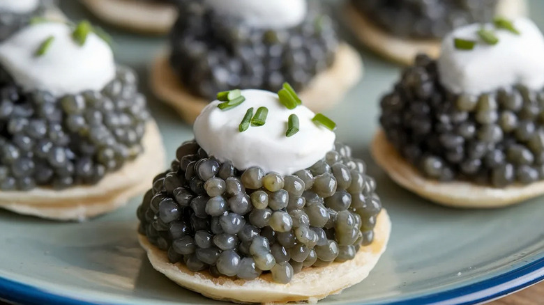 Caviar on blinis