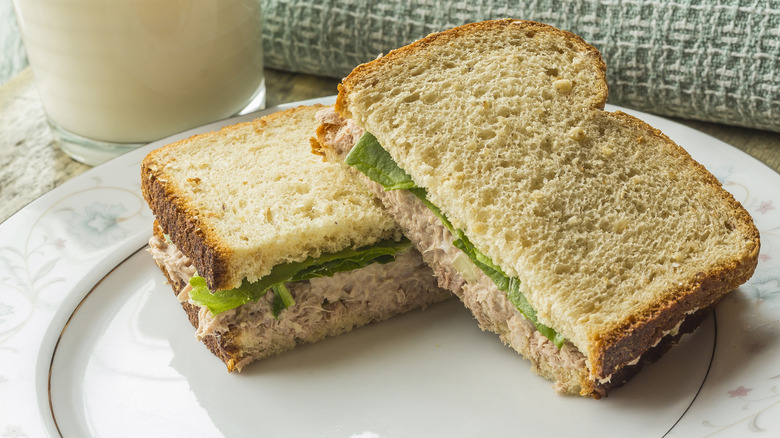 Tuna salad sandwich on wheat bread