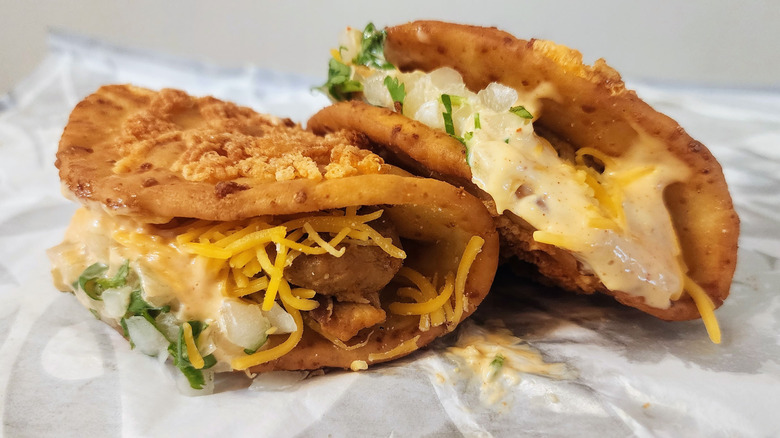 Pair of Taco Bell's Toasted Cheddar Street Chalupas