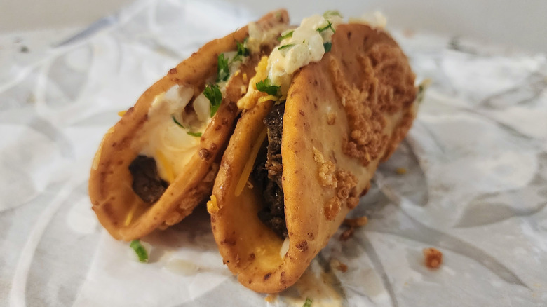 Pair of Taco Bell's Toasted Cheddar Street Chalupas