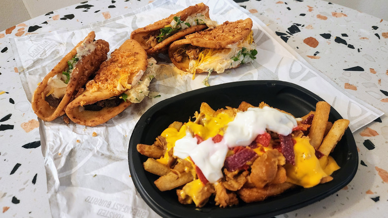 Taco Bell Chalupas next to Nacho Fries