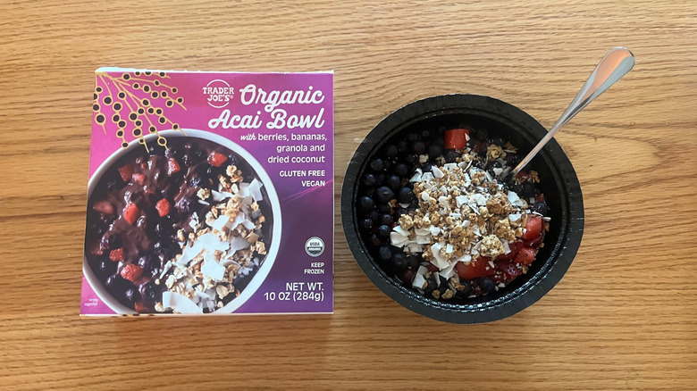 Trader Joe's Organic Açaí Bowl with a spoon in it and granola on top