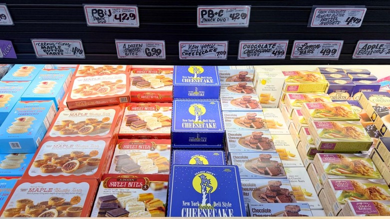 Various products in Trader Joe's frozen dessert section