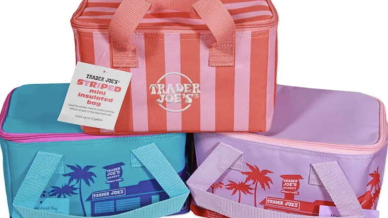 Three Trader Joe's mini insulated tote bags displayed together.