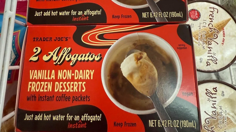 A package of Trader Joe's Affogatos in a freezer case