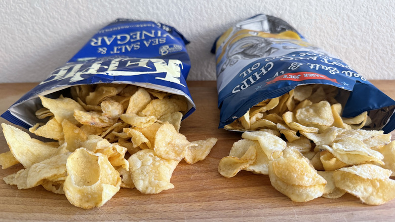 both open bags spilling onto cutting board
