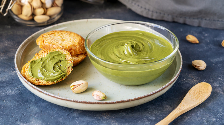 bowl of pistachio cream