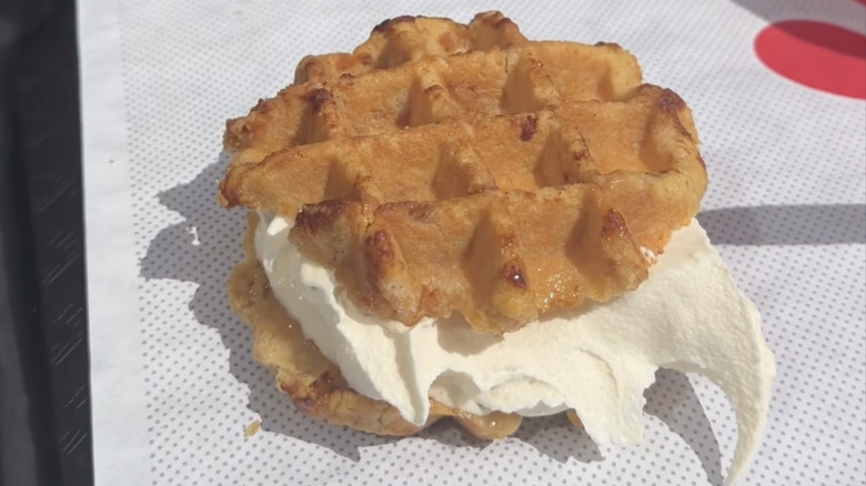 Chick-fil-A waffle sandwich with Icedream filling.