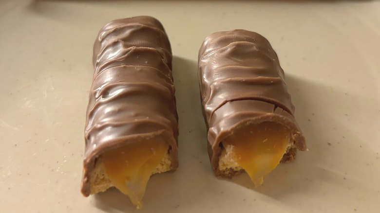 broken twix snickerdoodle close up on a plate