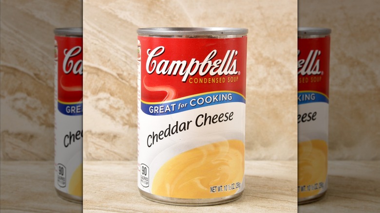 A can of Campbells Cheddar Cheese soup