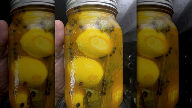 Jar of pickled eggs with tumeric