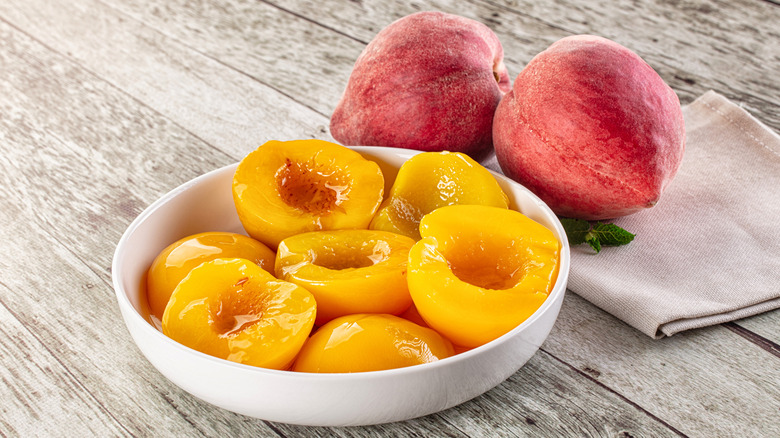 Fresh and canned peaches