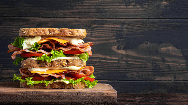 double decker blt sandwich on board