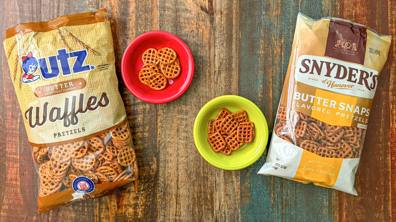 Utz butter waffles pretzels and Snyder's butter snaps pretzels