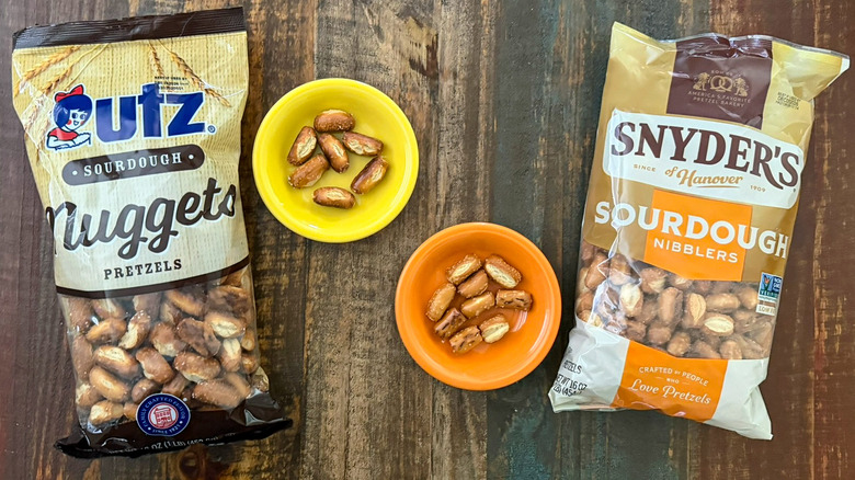Utz sourdough nuggets and Snyder's sourdough nibblers
