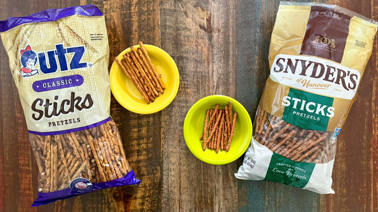 Utz classic pretzel sticks and Snyder's pretzel sticks