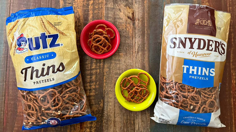 Utz Thins pretzels and Snyder's Thins pretzels