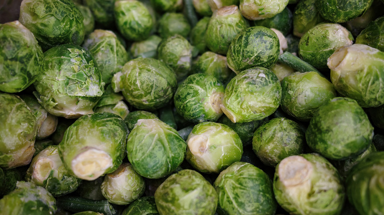 close up of frozen Brussels sprouts