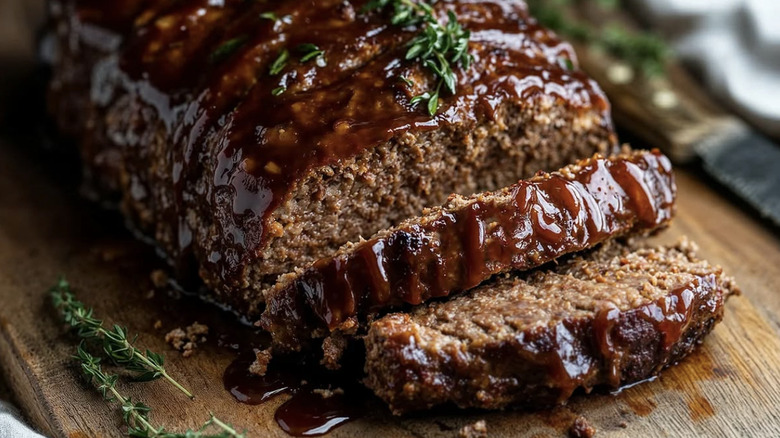 Meatloaf with barbecue glazing