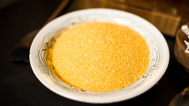 Cornmeal on a white plate