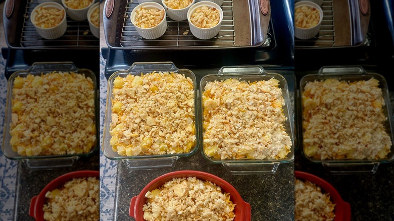 Dishes of pineapple casserole