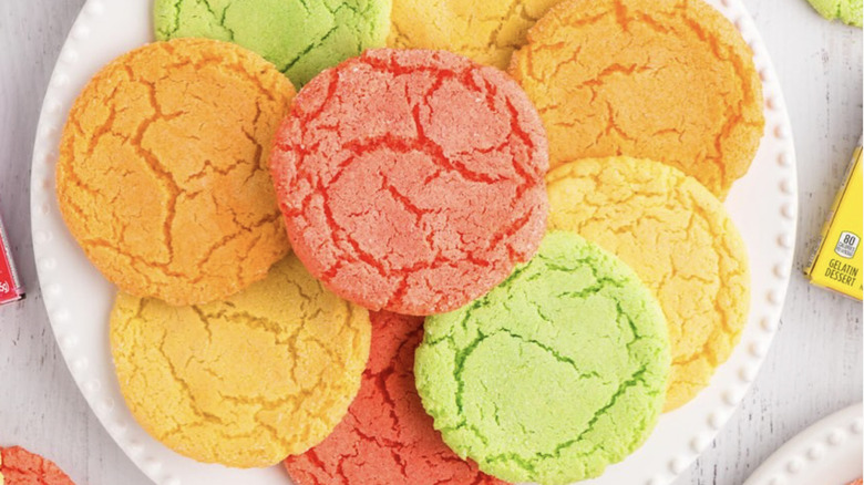 Plate of multi-colored Jell-O Fruity Cookies