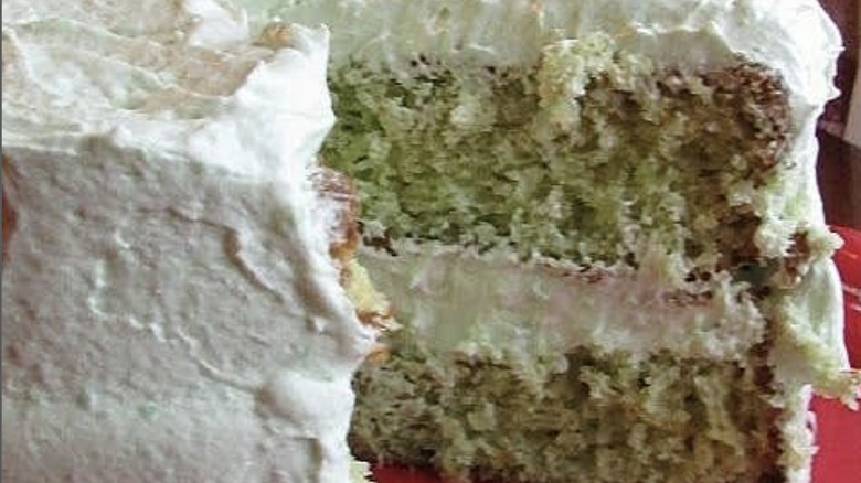 Watergate cake with slice removed