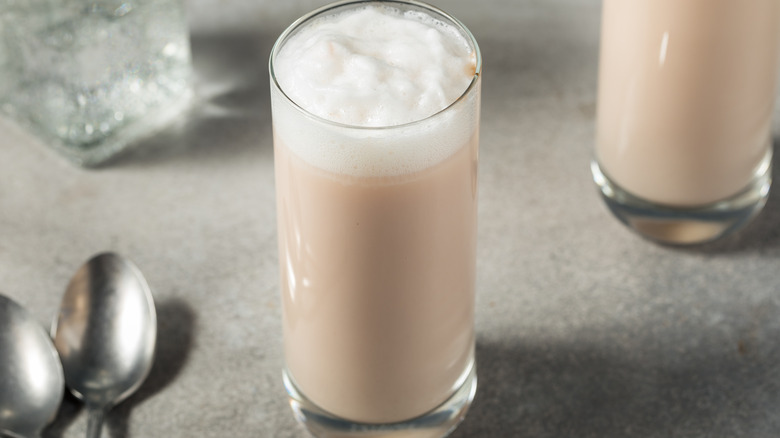 Sweet New York Chocolate Egg Cream Drink with Seltzer Water