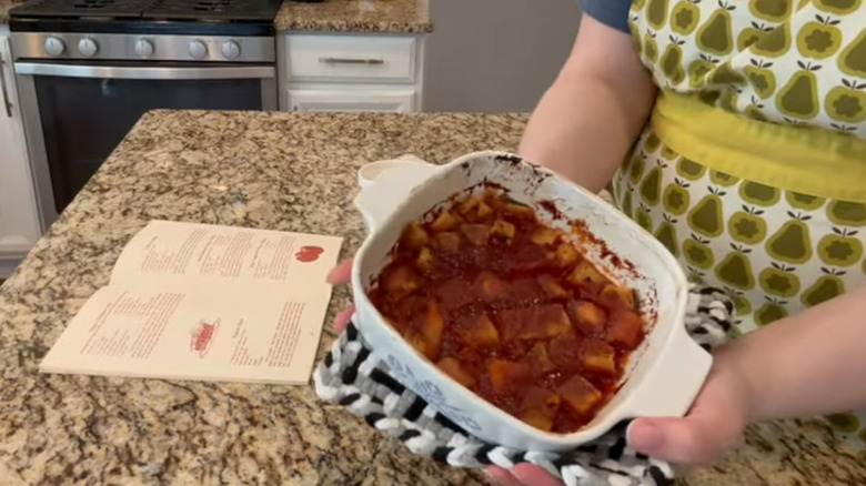Tomato Pudding in casserole baking dish
