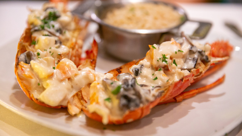 Lobster thermidor on plate