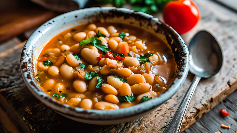 Bean soup in a bowl