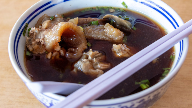 Turtle soup in a bowl