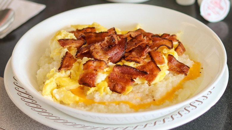 Waffle House grits bowl with bacon