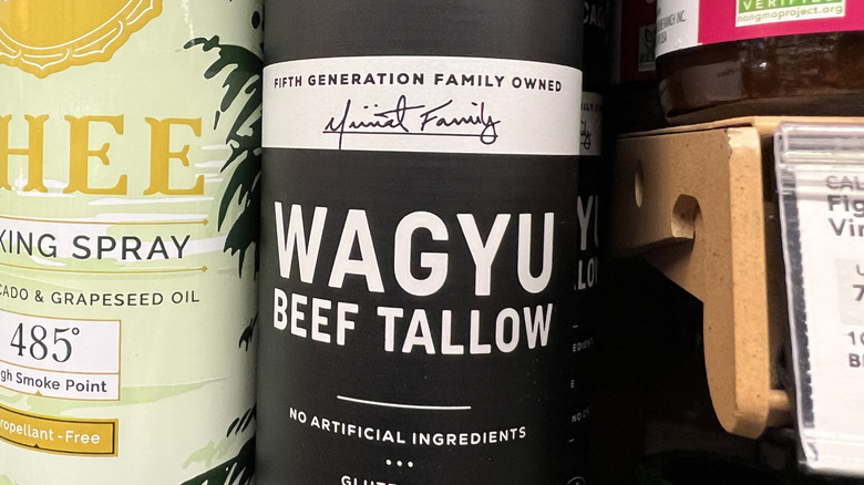 A can of wagyu beef tallow spray at a store.
