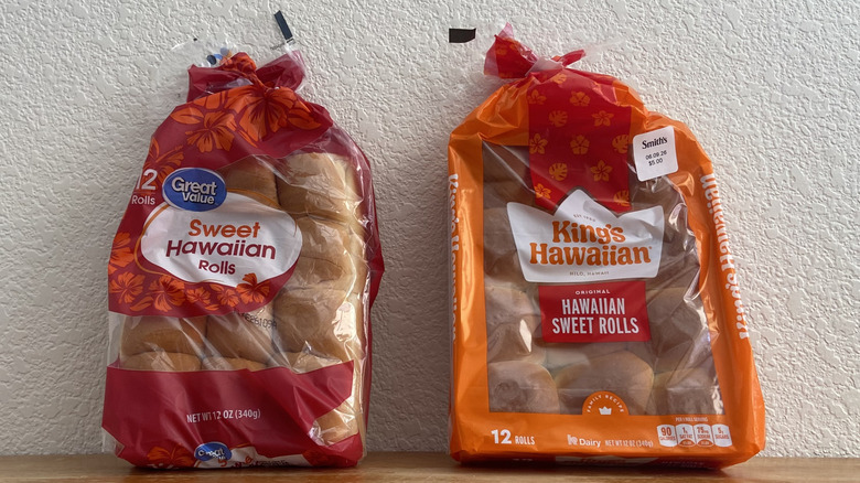 Great Value and King's Hawaiian bread roll bags