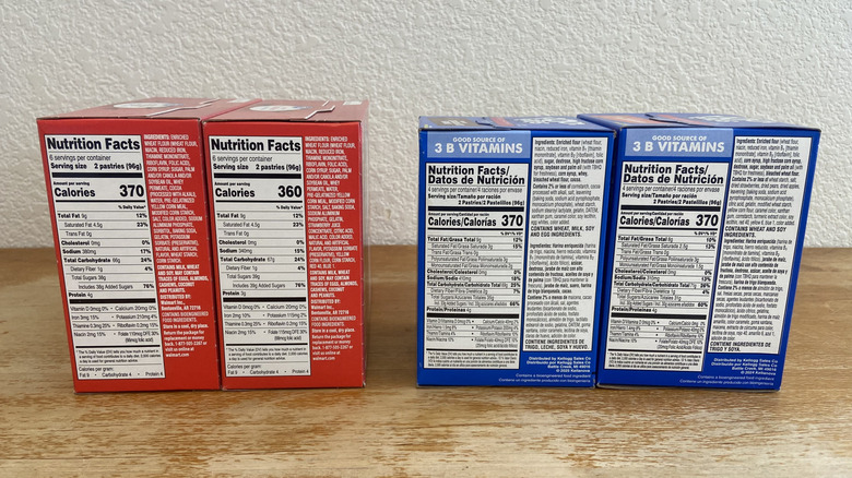 all four boxes' nutritional facts