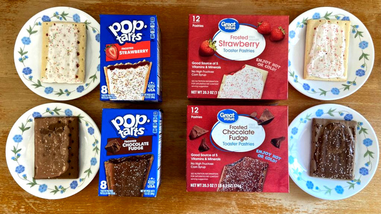 all four toaster pastry boxes in a row on a table