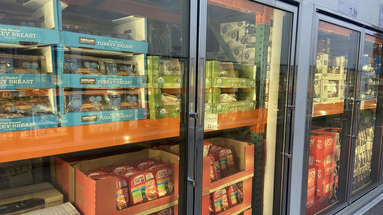 diagonal view of Costco's deli aisle