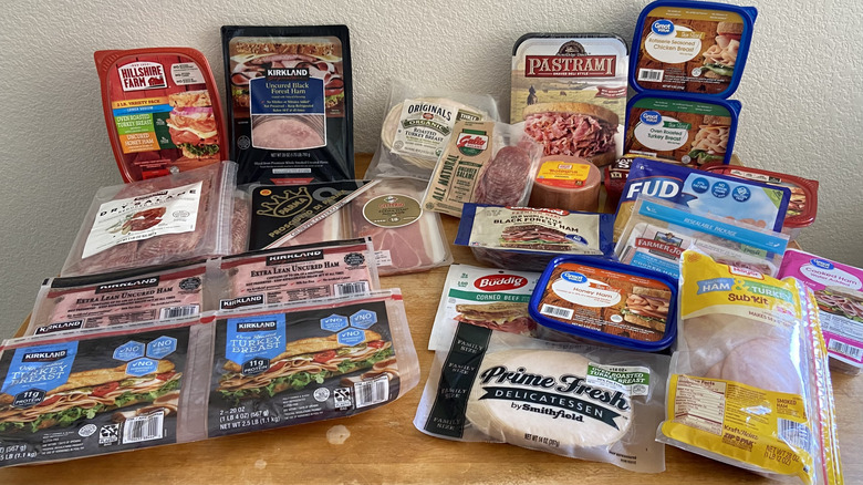 all meats from both stores on a table