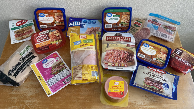 every Walmart deli meat on a table