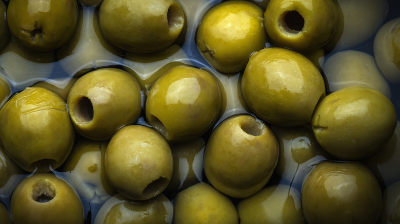 Green olives in brine