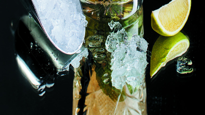 Mint julep in a glass with crushed ice