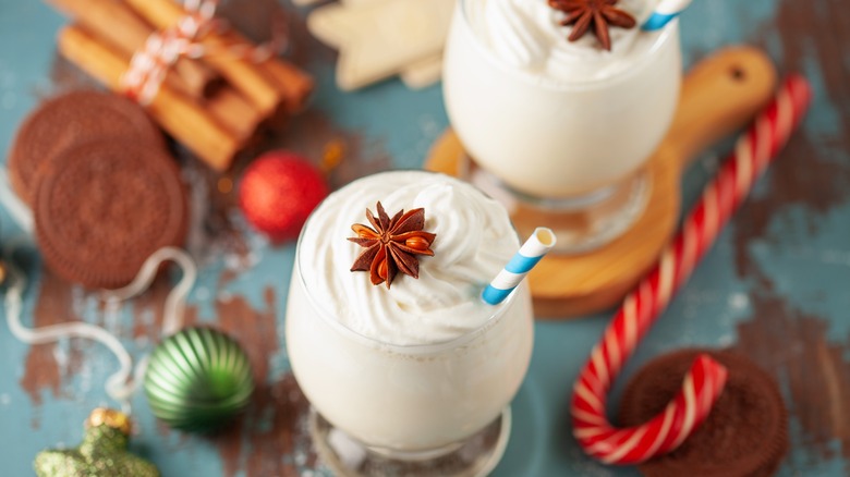 Two Christmas themed Tom and Jerry cocktails