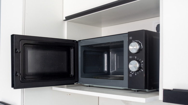 Open black microwave
