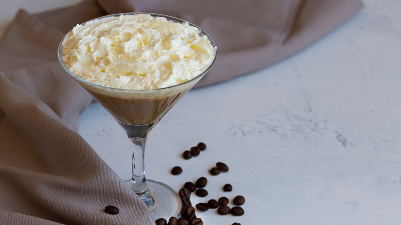 Espresso martini with a whipped creamy topping