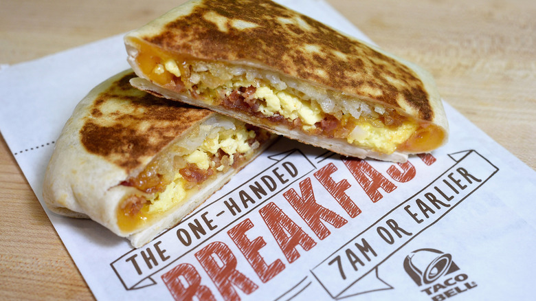 Breakfast Crunchwrap on a Taco Bell napkin